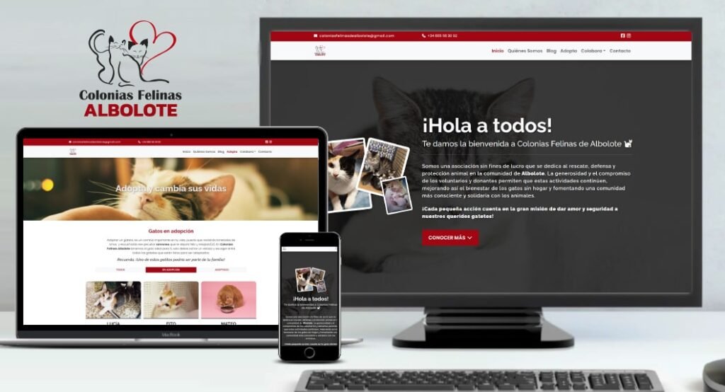 Mockup del sitio web de Colonias Felinas Albolote.